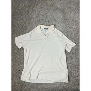 PJ Paul Jones Mens XL Cream Ribbed Short Sleeve Polo Shirt Casual Knit Top
